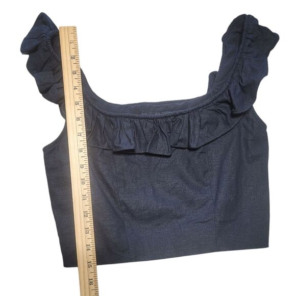 Express Linen-Blend Ruffle Cutout Back Peplum Tank Womens XS Black Top 028631050 - Picture 10 of 10